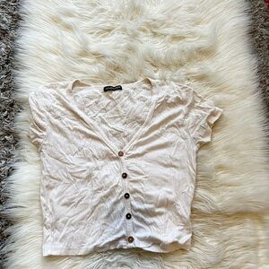 White Button-Down Crop Top